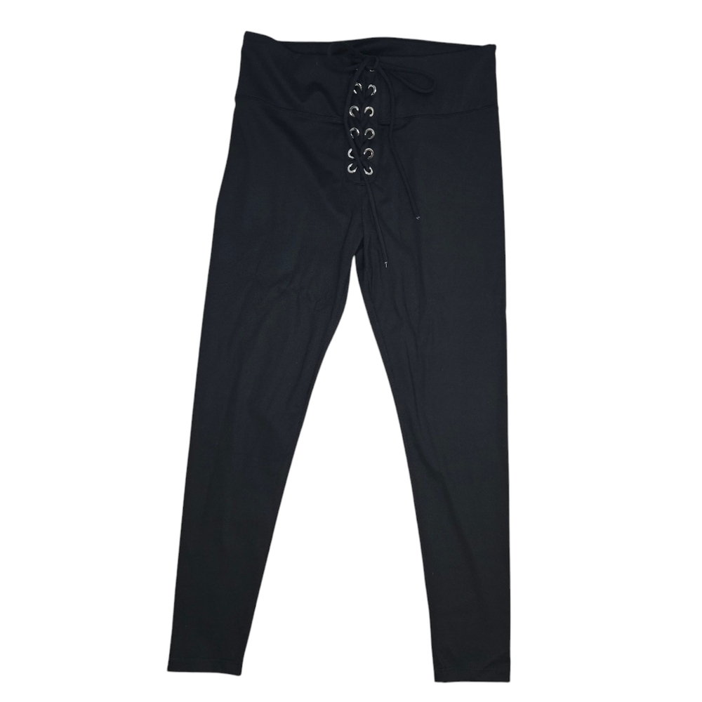 White Birch Womens Black Lace Up Hot Pants Leggings Size XL